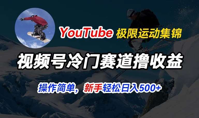 视频号冷门赛道撸收益，YouTube搬运极限运动集锦，暴力起号，操作简单流量高，轻松日入5张【揭秘】-领学通