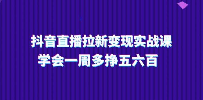 抖音直播拉新变现实操课，学会一周多挣五六百（15节课）-领学通