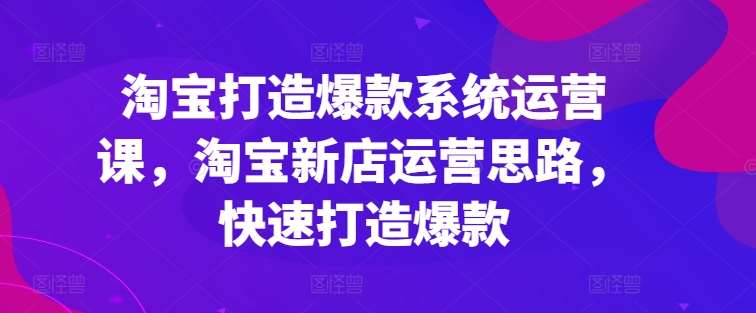 淘宝打造爆款系统运营课，淘宝新店运营思路，快速打造爆款-领学通