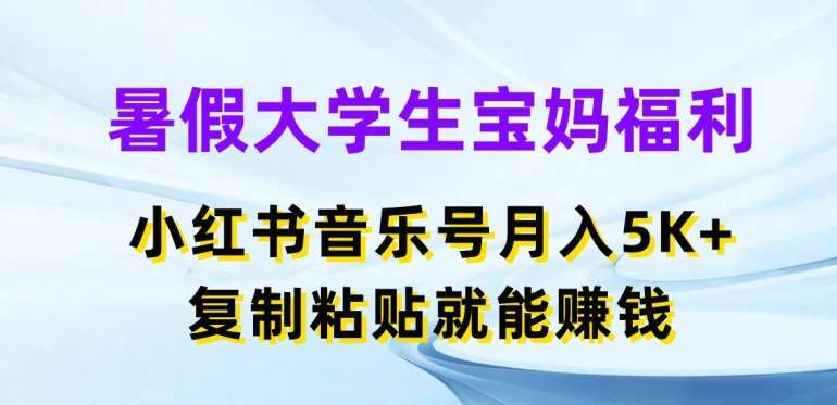 暑假大学生宝妈福利，小红书音乐号月入5000+，复制粘贴就能赚钱【揭秘】-领学通