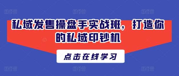 私域发售操盘手实战班，打造你的私域印钞机-领学通