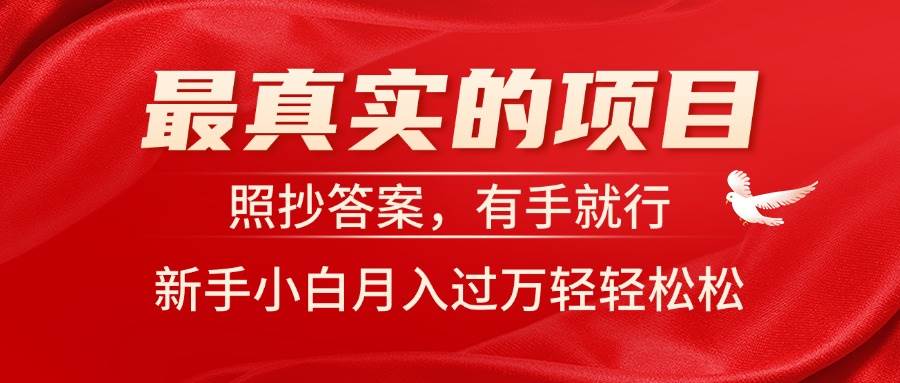 （11362期）最真实的项目，照抄答案，有手就行，新手小白月入过万轻轻松松-领学通