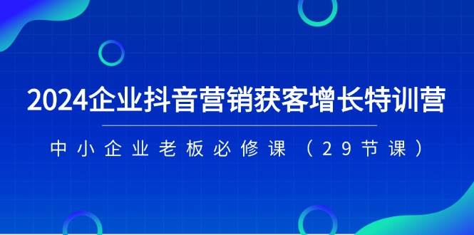2024企业抖音营销获客增长特训营，中小企业老板必修课（29节课）-领学通