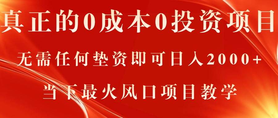（11387期）真正的0成本0投资项目，无需任何垫资即可日入2000+，当下最火风口项目教学-领学通