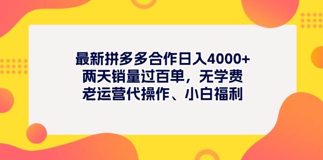 （11410期）最新拼多多项目日入4000+两天销量过百单，无学费、老运营代操作、小白福利-领学通