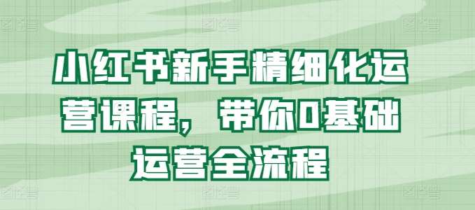 小红书新手精细化运营课程，带你0基础运营全流程-领学通
