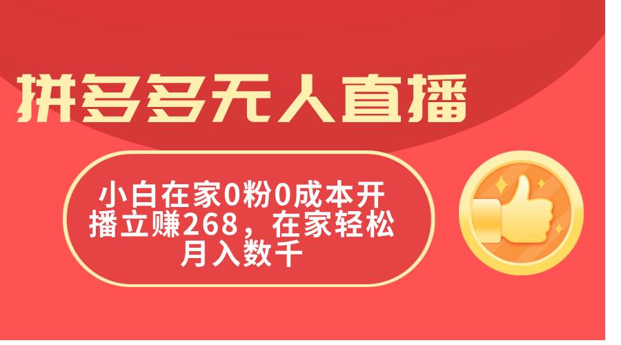 （11521期）拼多多无人直播，小白在家0粉0成本开播立赚268，在家轻松月入数千-领学通