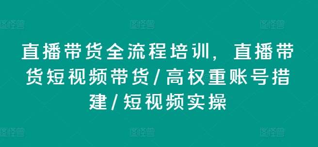 直播带货全流程培训，直播带货短视频带货/高权重账号措建/短视频实操-领学通