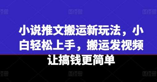 小说推文搬运新玩法，小白轻松上手，搬运发视频让搞钱更简单-领学通