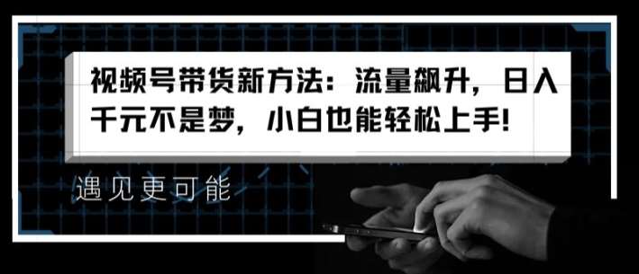 视频号带货新方法：流量飙升，日入千元不是梦，小白也能轻松上手【揭秘】-领学通