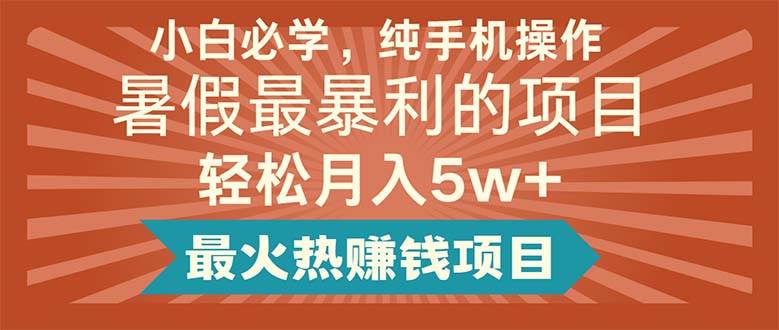 （11583期）小白必学，纯手机操作，暑假最暴利的项目轻松月入5w+最火热赚钱项目-领学通