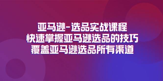（11620期）亚马逊-选品实战课程，快速掌握亚马逊选品的技巧，覆盖亚马逊选品所有渠道-领学通