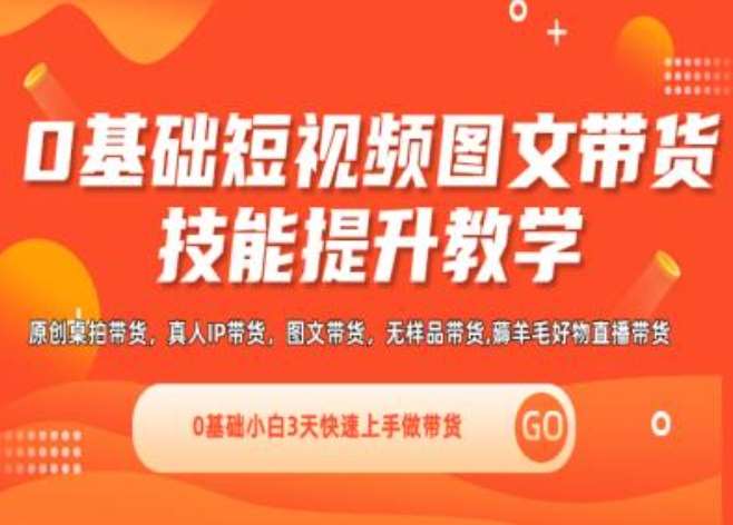 0基础短视频图文带货实操技能提升教学(直播课+视频课),0基础小白3天快速上手做带货-领学通