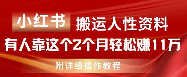 小红书搬运人性资料，有人靠这个2个月轻松赚11w，附教程【揭秘】-领学通