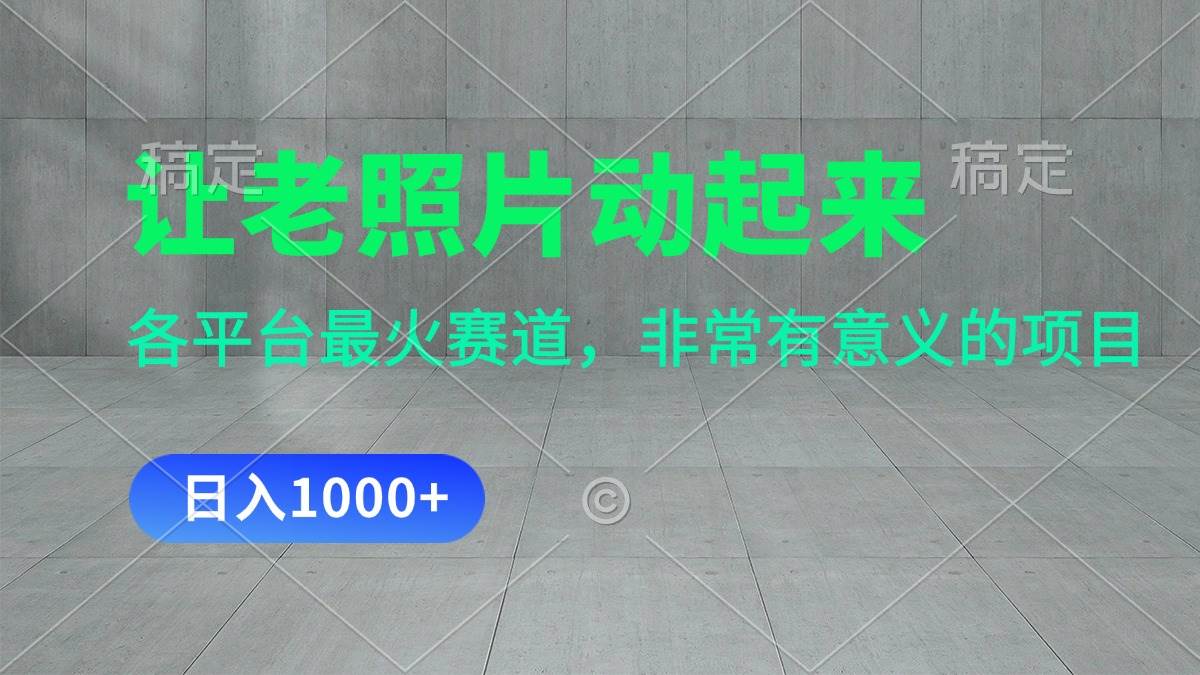 （11671期）让老照片动起来，一天变现1000+，各平台最火赛道，看完就会-领学通