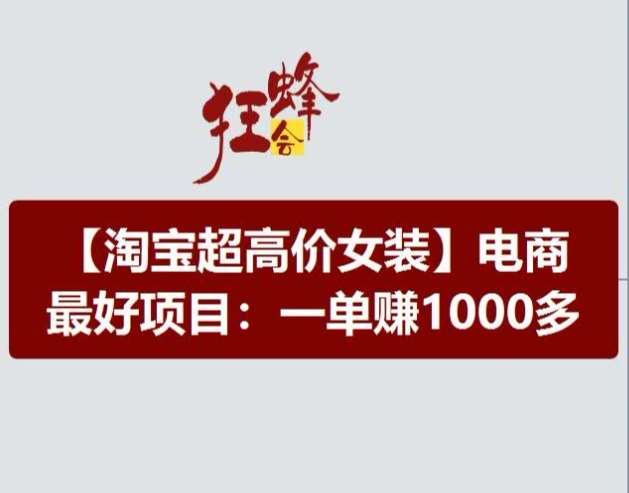 淘宝超高价女装项目，电商最好赛道，一单赚1000多-领学通