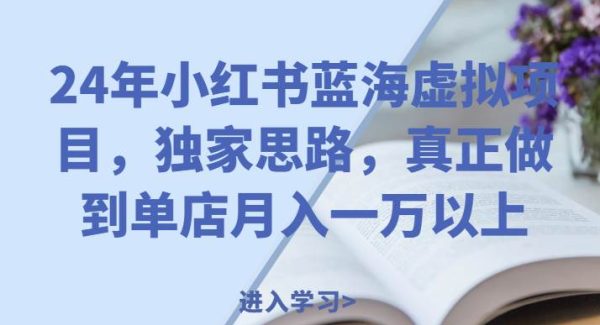 24年小红书蓝海虚拟项目，独家思路，真正做到单店月入一万以上。-领学通