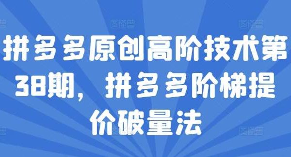 拼多多原创高阶技术第38期，拼多多阶梯提价破量法-领学通