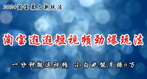 （11726期）淘宝逛逛短视频劲爆玩法，只需一分钟搬运视频，小白也能月赚6万+-领学通
