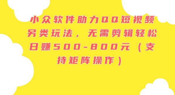 （11736期）小众软件助力QQ短视频另类玩法，无需剪辑轻松日赚500-800元（支持矩阵…-领学通