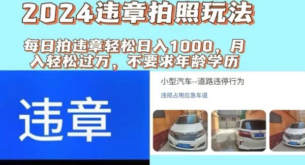 （11743期）2024违章拍照新玩法，推广躺赚+拍照赚钱双模式，日入1000+-领学通
