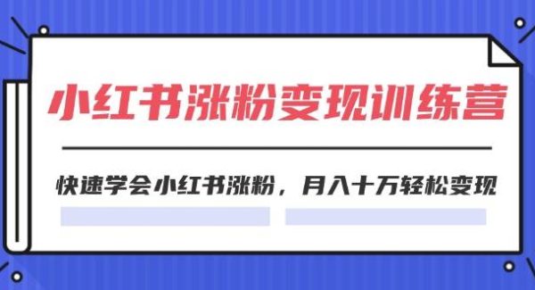 2024小红书19天涨粉变现特训营，快速学会小红书涨粉，月入十万轻松变现（42节）-领学通
