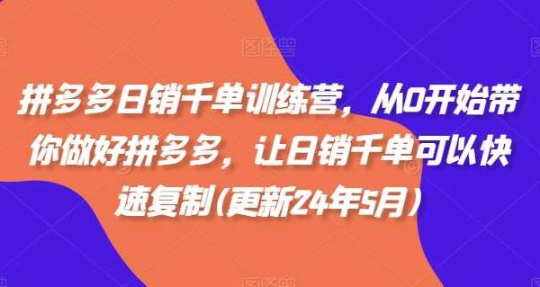拼多多日销千单训练营，从0开始带你做好拼多多，让日销千单可以快速复制(更新24年7月)-领学通