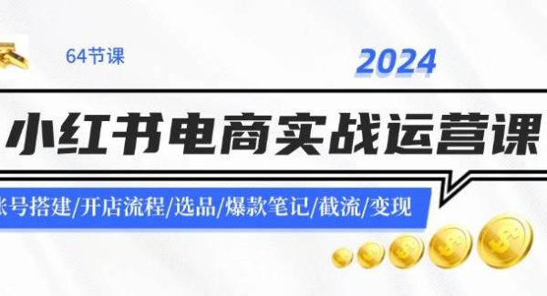 （11827期）2024小红书电商实战运营课：账号搭建/开店流程/选品/爆款笔记/截流/变现-领学通