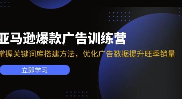 （11858期）亚马逊爆款广告训练营：掌握关键词库搭建方法，优化广告数据提升旺季销量-领学通