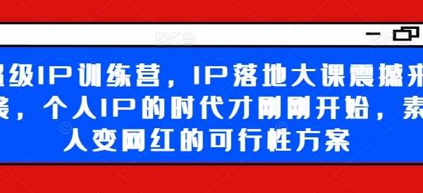 超级IP训练营，IP落地大课震撼来袭，个人IP的时代才刚刚开始，素人变网红的可行性方案-领学通