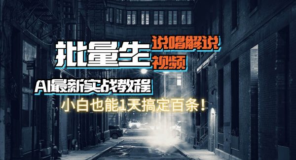 （11916期）【AI最新实战教程】日入600+，批量生成说唱解说视频，小白也能1天搞定百条-领学通