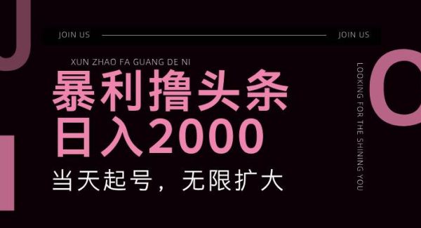 （11929期）暴力撸头条，单号日入2000+，可无限扩大-领学通