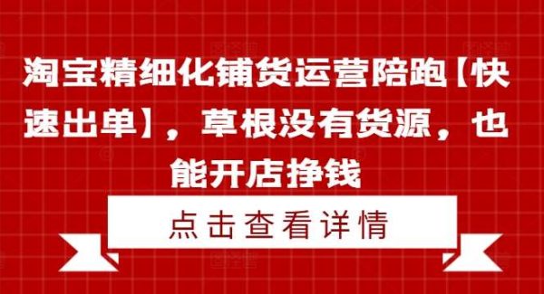 淘宝精细化铺货运营陪跑【快速出单】，草根没有货源，也能开店挣钱-领学通