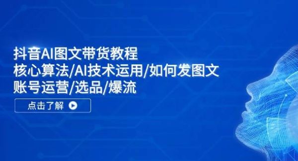 抖音AI图文带货教程：核心算法/AI技术运用/如何发图文/账号运营/选品/爆流-领学通