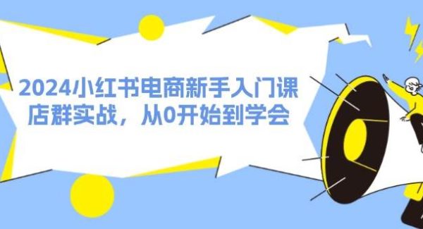 （11988期）2024小红书电商新手入门课，店群实战，从0开始到学会（31节）-领学通