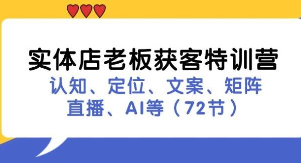 实体店老板获客特训营：认知、定位、文案、矩阵、直播、AI等（72节）-领学通