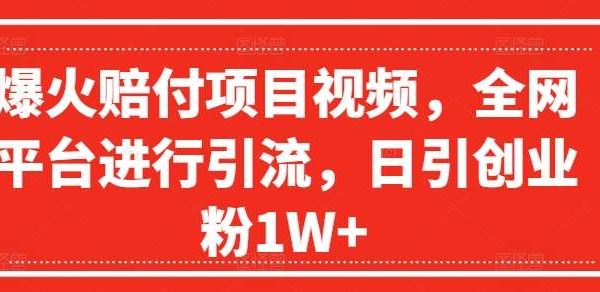 爆火赔付项目视频，全网平台进行引流，日引创业粉1W+【揭秘】-领学通