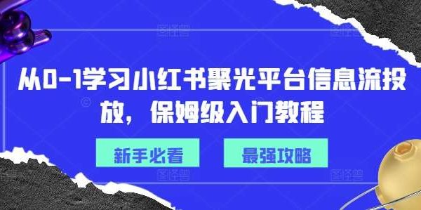 从0-1学习小红书聚光平台信息流投放，保姆级入门教程-领学通