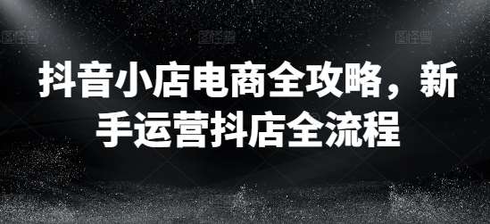 抖音小店电商全攻略，新手运营抖店全流程-领学通