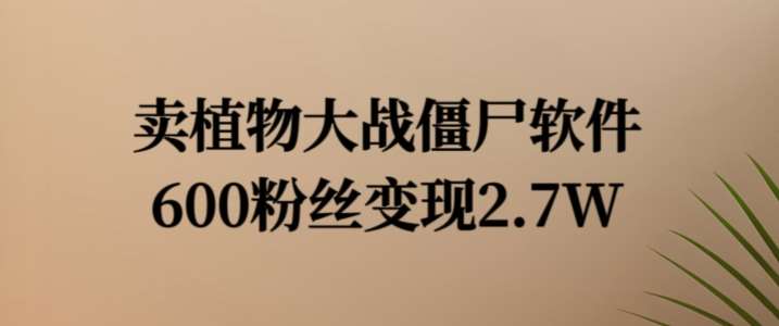 卖植物大战僵尸软件，600粉丝变现2.7W【揭秘】-领学通
