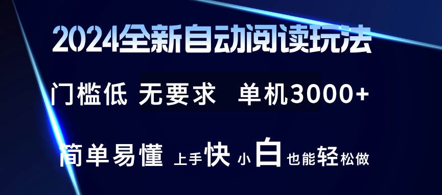 （12062期）2024全新自动阅读玩法 全新技术 全新玩法 单机3000+ 小白也能玩的转 也…-领学通