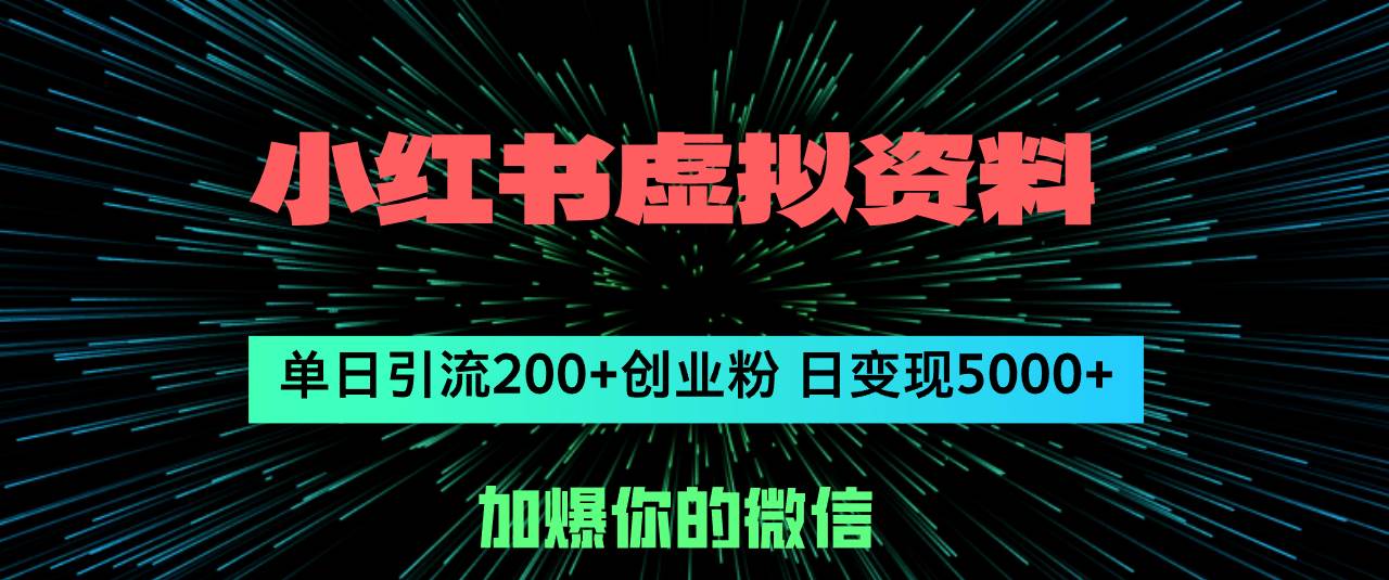 （12164期）小红书虚拟资料日引流200+创业粉，单日变现5000+-领学通