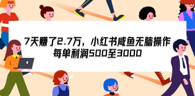 （12192期）7天收了2.7万，小红书咸鱼无脑操作，每单利润500至3000-领学通