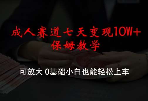 成人赛道七天变现10W+保姆教学，可放大，0基础小白也能轻松上车【揭秘】-领学通