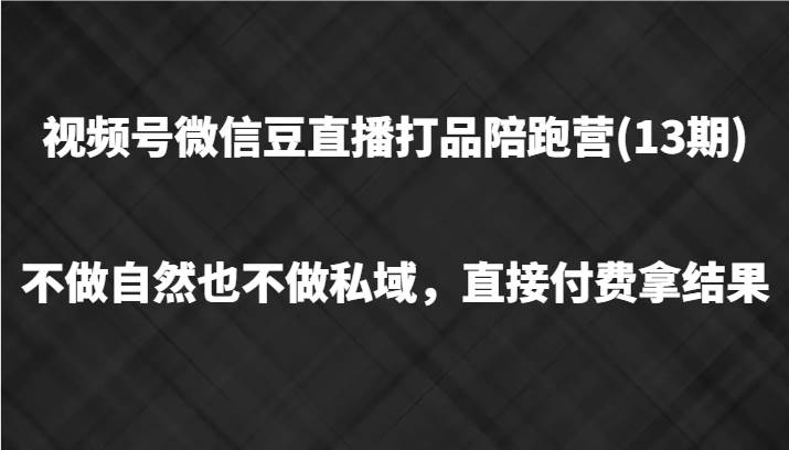 视频号微信豆直播打品陪跑(13期)，不做不自然流不做私域，直接付费拿结果-领学通