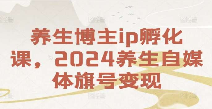 养生博主ip孵化课，2024养生自媒体旗号变现-领学通