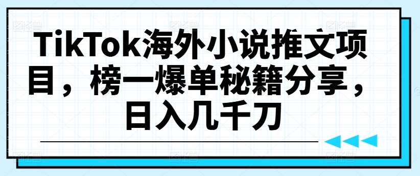 TikTok海外小说推文项目，榜一爆单秘籍分享，日入几千刀-领学通