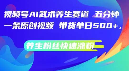 视频号AI武术养生赛道，五分钟一条原创视频，带货单日几张，养生粉丝快速涨粉【揭秘】-领学通