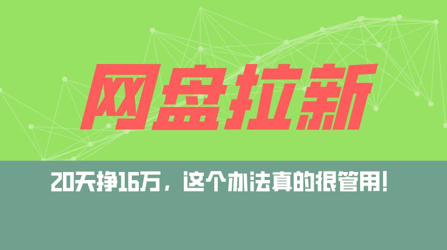 （12294期）网盘拉新+私域运营玩法，零基础入门，小白可操作，当天见效，日入5000+-领学通