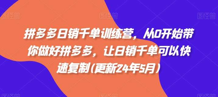 拼多多日销千单训练营，从0开始带你做好拼多多，让日销千单可以快速复制(更新24年8月)-领学通